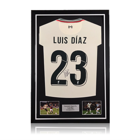 Luis Diaz Hand Signed Liverpool 2021-22 Away Shirt In Deluxe Classic Frame