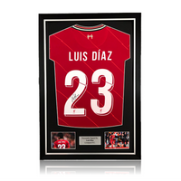 Luis Diaz Hand Signed Liverpool 2021-22 Home Shirt In Deluxe Classic Frame