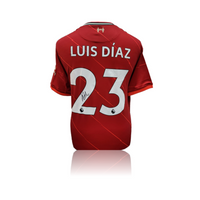 Luis Diaz Hand Signed Liverpool 2021-22 Home Shirt In Deluxe Classic Frame