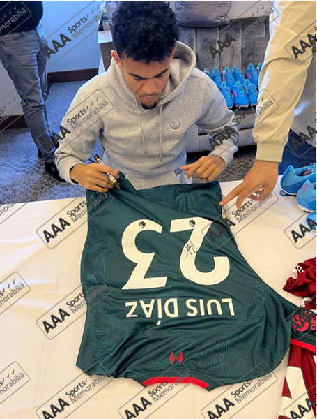 Luis Diaz Hand Signed Liverpool 2022 23 Third Shirt Aaa Sports Memorabilia 2911