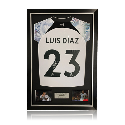 Luis Diaz Hand Signed Liverpool 2022-23 Away Shirt In Deluxe Classic Frame
