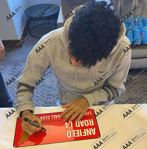 Luis Diaz Hand Signed RED Anfield Road Sign