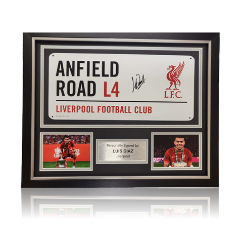 Luis Diaz Hand Signed Anfield Road Sign In Deluxe Classic Frame