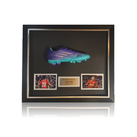 Luis Diaz Hand Signed Purple Adidas Football Boot In Deluxe Classic Dome Frame