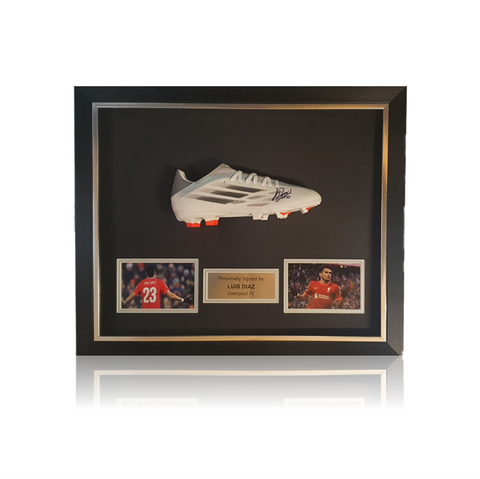 Luis Diaz Hand Signed White Adidas Football Boot In Deluxe Classic Dome Frame