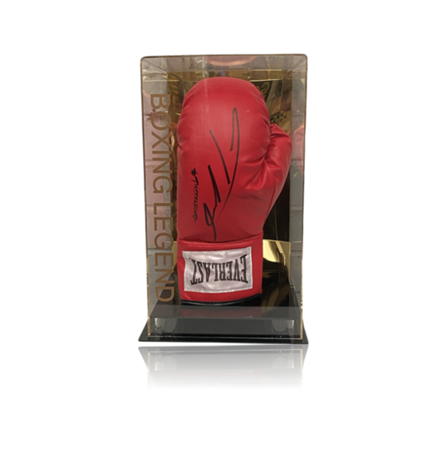 Teófimo 'THE TAKEOVER' López Hand Signed Red 'Everlast' Glove in Deluxe Acrylic Display Case