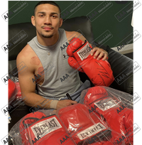 Teófimo 'THE TAKEOVER' López Hand Signed Red 'Everlast' Glove in Deluxe Acrylic Display Case