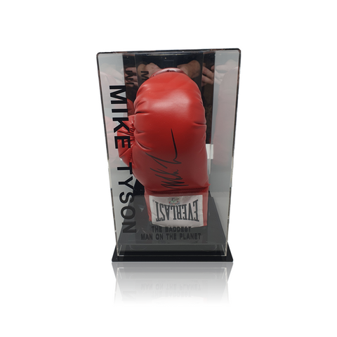 Mike Tyson Hand Signed Red Everlast Boxing Glove in Deluxe Acrylic Display Case