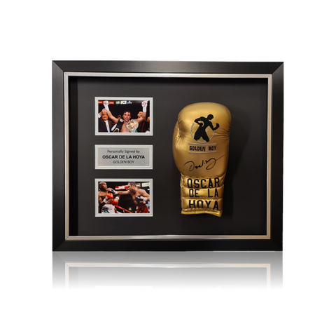 Oscar De La Hoya Signed GOLD Boxing Glove In Dome Frame