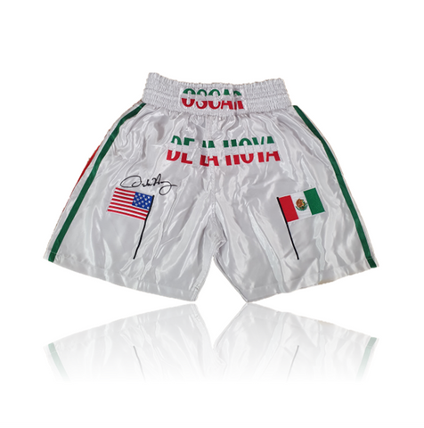 Oscar De La Hoya Hand Signed ‘DEBUT' Fight Replica Boxing Shorts