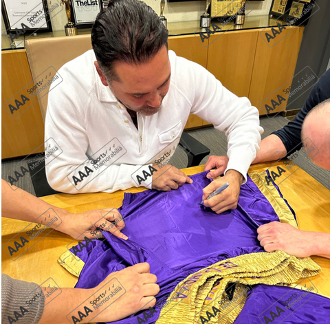 Oscar De La Hoya Hand Signed ‘Recardo Mayorga' Fight Replica Boxing Shorts