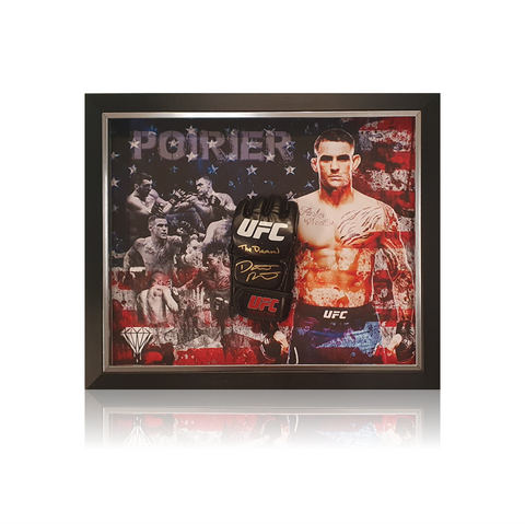 Dustin Poirier Black Hand Signed MMA Glove in Deluxe Classic Dome Frame