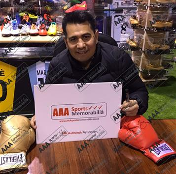 Marco Antonio Barrera Red Hand Signed Boxing Glove In Classic Boxing Legend Display Case