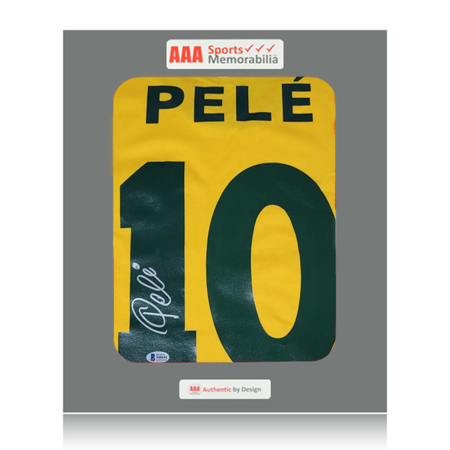 Pele Hand Signed Brazil #10 Football Shirt In AAA Sports Gift Box Beckett Cert.