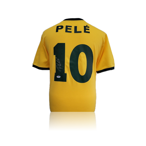 Pele Hand Signed Brazil #10 Football Shirt In Deluxe Classic Frame PSA/DNA Cert.