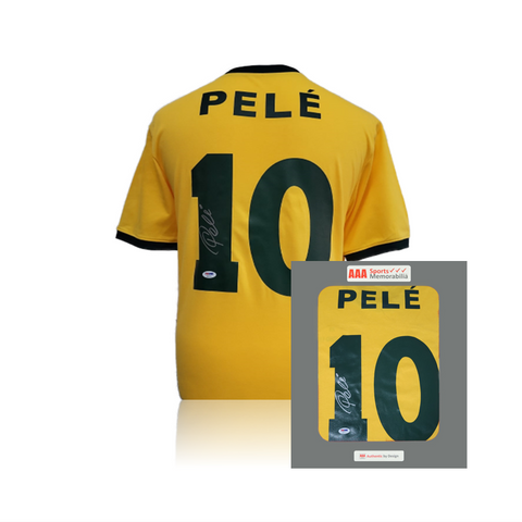 Pele Hand Signed Brazil #10 Football Shirt In AAA Sports Gift Box PSA/DNA Cert.