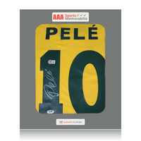Pele Hand Signed Brazil #10 Football Shirt In AAA Sports Gift Box PSA/DNA & Beckett Cert.
