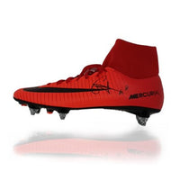 Naby Keita Hand Signed Red Football Boot in Acrylic Display Case