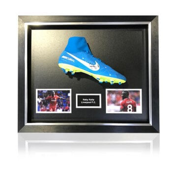 Naby Keita Hand Signed Blue Boot in Deluxe Classic Dome Frame