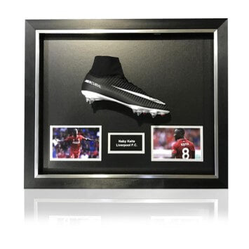 Naby Keita Hand Signed Black Football Boot in Deluxe Classic Dome Frame