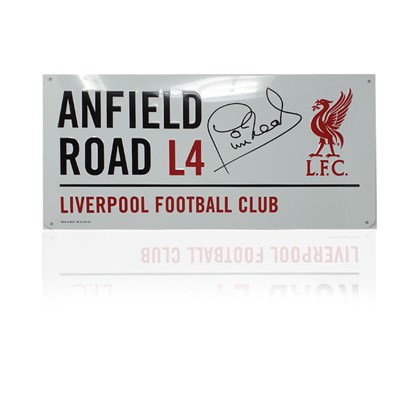 Phil Neal Hand Signed ‘Anfield Road’ Metal Sign In Deluxe Classic Frame