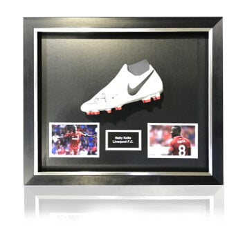 Naby Keita Hand Signed White Football Boot in Deluxe Classic Dome Frame