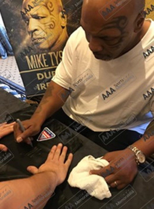 Mike Tyson Hand Signed Black ‘USA’ Boxing Shorts in Deluxe Classic Frame