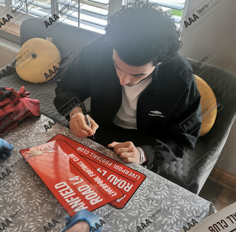 Curtis Jones Hand Signed RED Anfield Road Sign