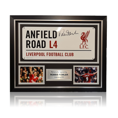 Robbie Fowler Hand Signed Anfield Road Sign In Classic Frame