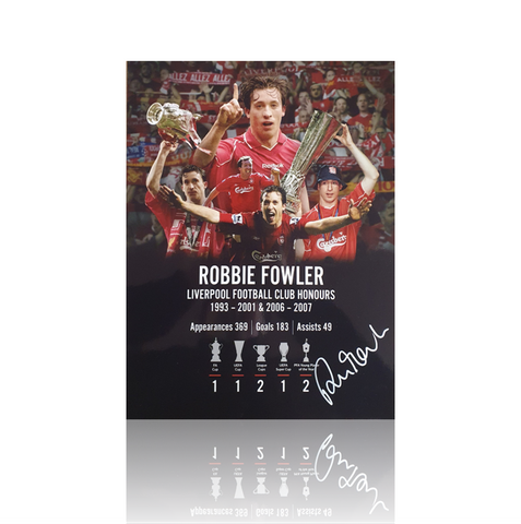 Robbie Fowler Hand Signed 'LFC Honours' 12" X 16" Montage.