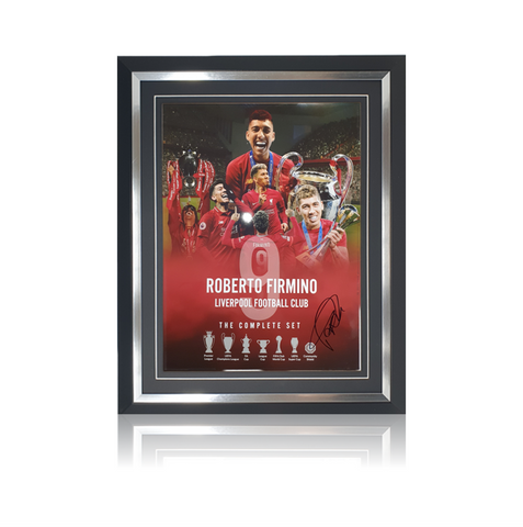 Roberto Firmino Hand Signed 12" X 16" Montage in Classic Frame