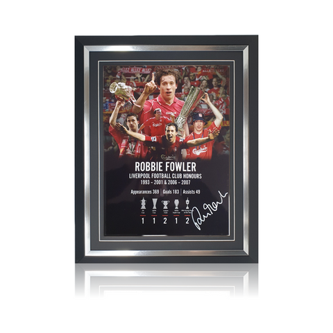 Robbie Fowler Hand Signed 'LFC Honours' 12" X 16" Montage In Classic Frame.
