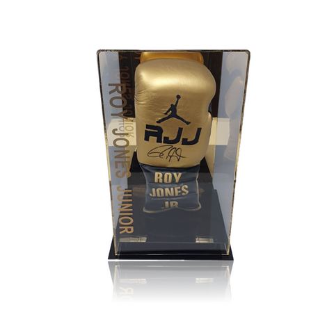 Roy Jones Jr (RJJ) Gold/Black Boxing Glove In Acrylic Display Case