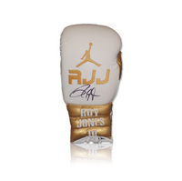 Roy Jones Jr (RJJ) White/Gold Boxing Glove In Deluxe Acrylic Dome Frame
