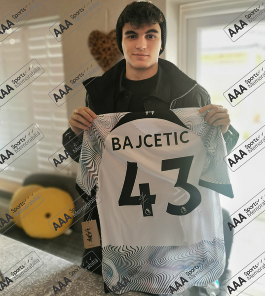 Stefan Bajcetic hand signed Liverpool 2022/23 Away Shirt in Deluxe Cla