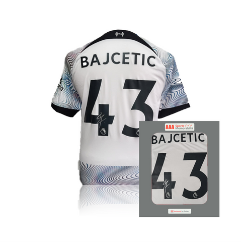 Stefan Bajcetic hand signed Liverpool 2022/23 Away Shirt in AAA Gift Box