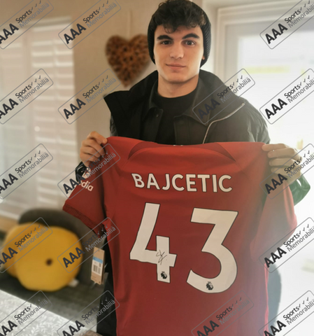 Stefan Bajcetic hand signed Liverpool 2022/23 Home Shirt in Deluxe Classic Frame
