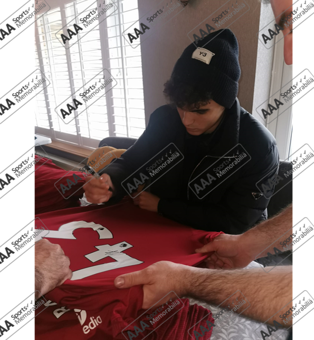 Stefan Bajcetic hand signed Liverpool 2022/23 Home Shirt in Deluxe Classic Frame