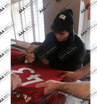 Stefan Bajcetic hand signed Liverpool 2022/23 Home Shirt in Deluxe Classic Frame