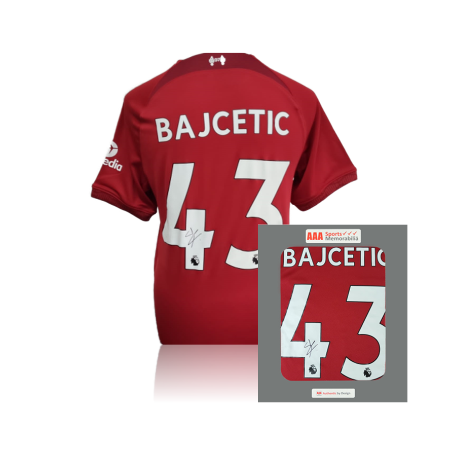 Stefan Bajcetic hand signed Liverpool 2022/23 Home Shirt in AAA Stefan Bajcetic hand signed Liverpool 2022/23 Home Shirt in AAA