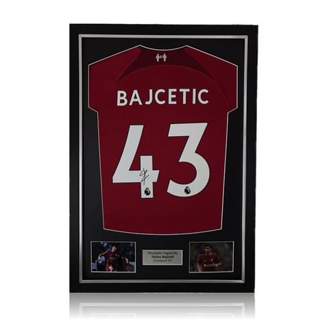 Stefan Bajcetic hand signed Liverpool 2022/23 Home Shirt in Deluxe Classic Frame