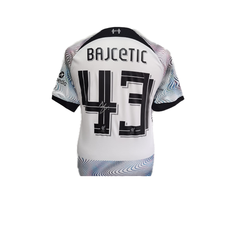 Stefan Bajcetic hand signed Liverpool 2022/23 Away Shirt in Deluxe