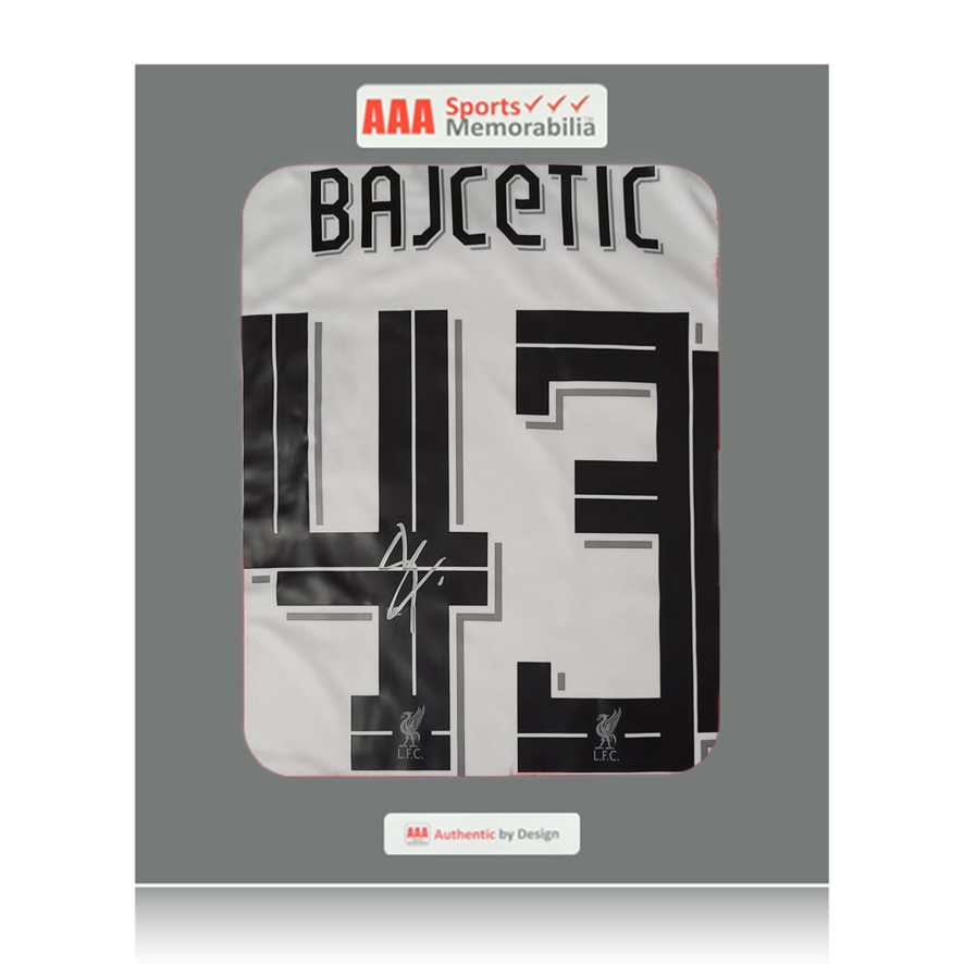 Stefan Bajcetic hand signed Liverpool 2022/23 Away Shirt in AAA Gift Box