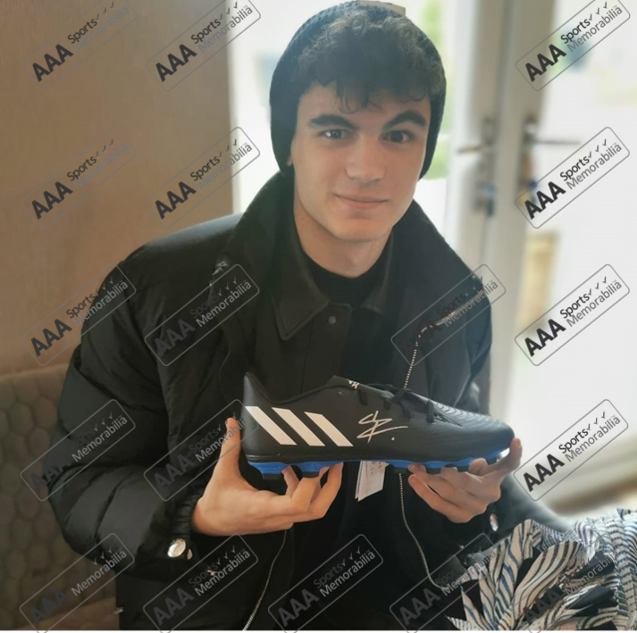 Stefan Bajcetic hand signed BLACK Adidas Football Boot In Deluxe Classic Dome Frame