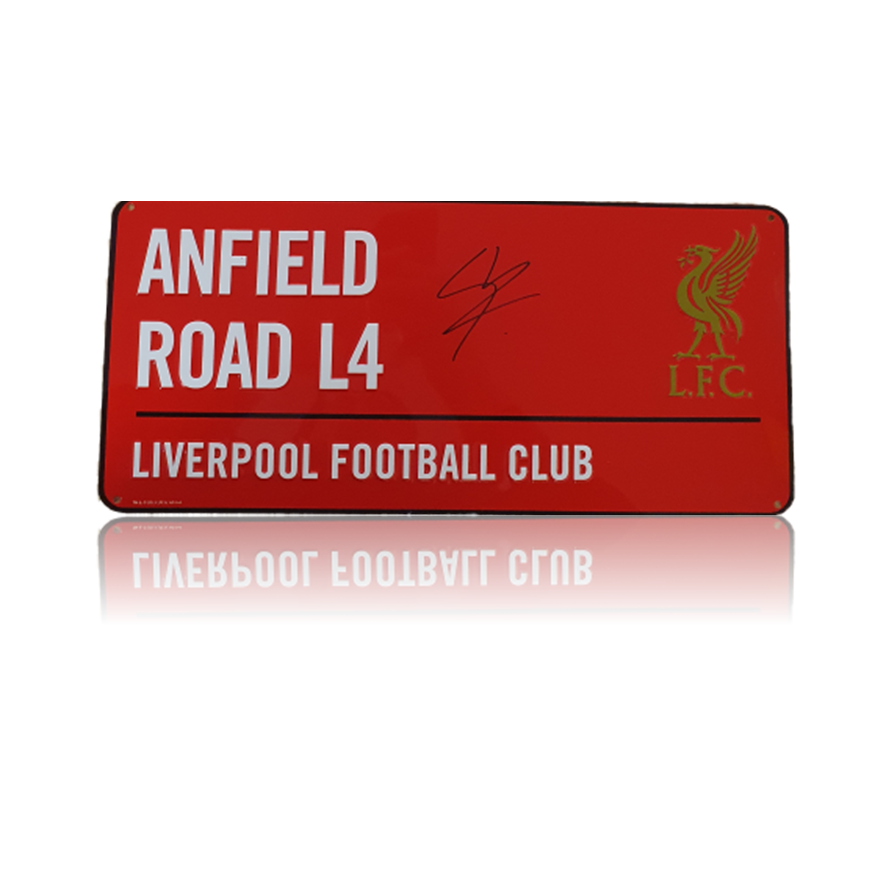 Stefan Bajcetic Hand Signed RED Anfield Road Sign