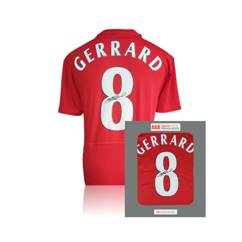 Steven Gerrard Hand Signed Liverpool 2005 ISTANBUL #8 Shirt in AAA Gift Box