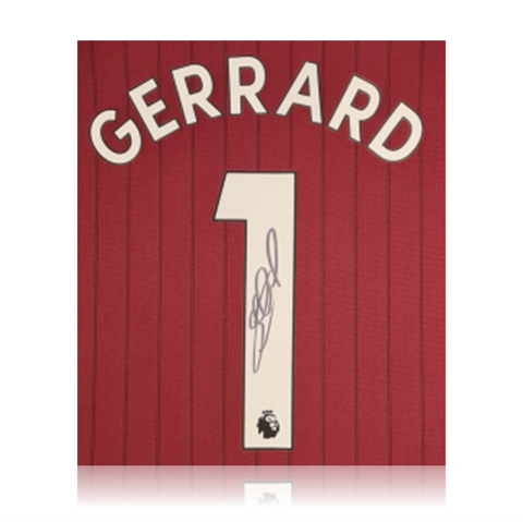 Steven Gerrard Hand Signed Aston Villa Home #1 Shirt in Deluxe Classic Frame