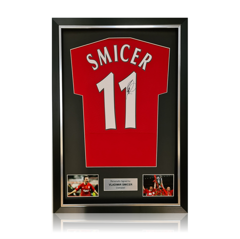Vladimir Smicer Hand Signed Liverpool 2005 ISTANBUL #11 Shirt in Deluxe Classic Frame