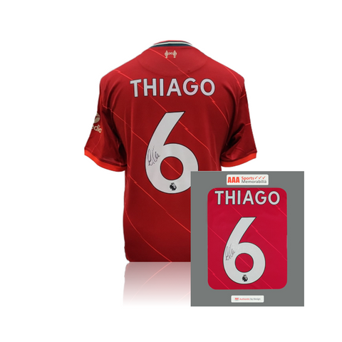 Thiago Alcantara hand signed Liverpool 2021/22 Home Shirt in AAA Gift Box