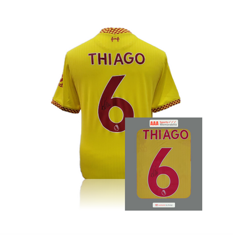 Thiago Alcantara hand signed Liverpool 2021/22 3rd Shirt in AAA Gift Box